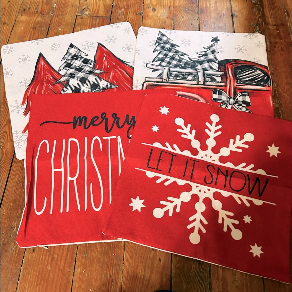 Brand New Christmas Pillow Covers Set of Four!!!
